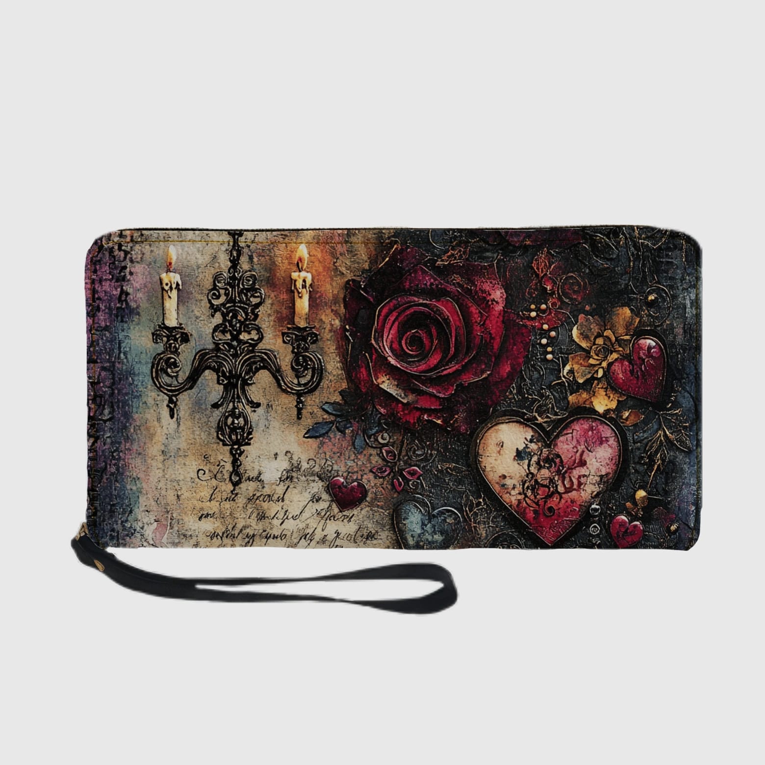 Personalized Zip Wallet with Wrist Strap PU Leather Long Wallet